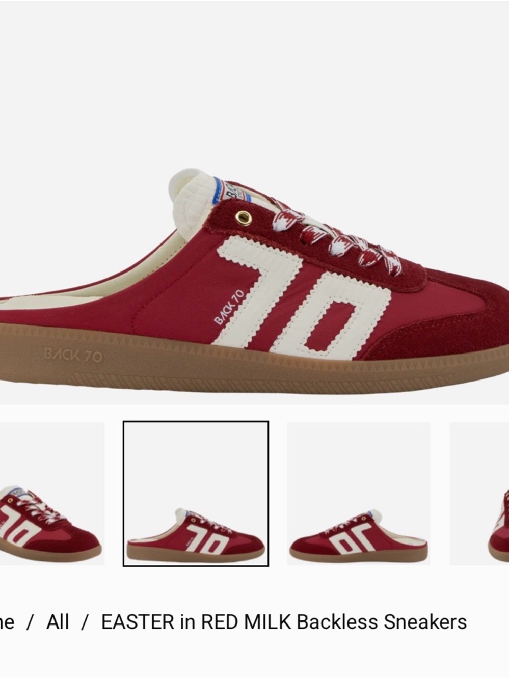 BACKLSS EASTER Backless Sneakers in Red and Milk - Picture 2 of 9